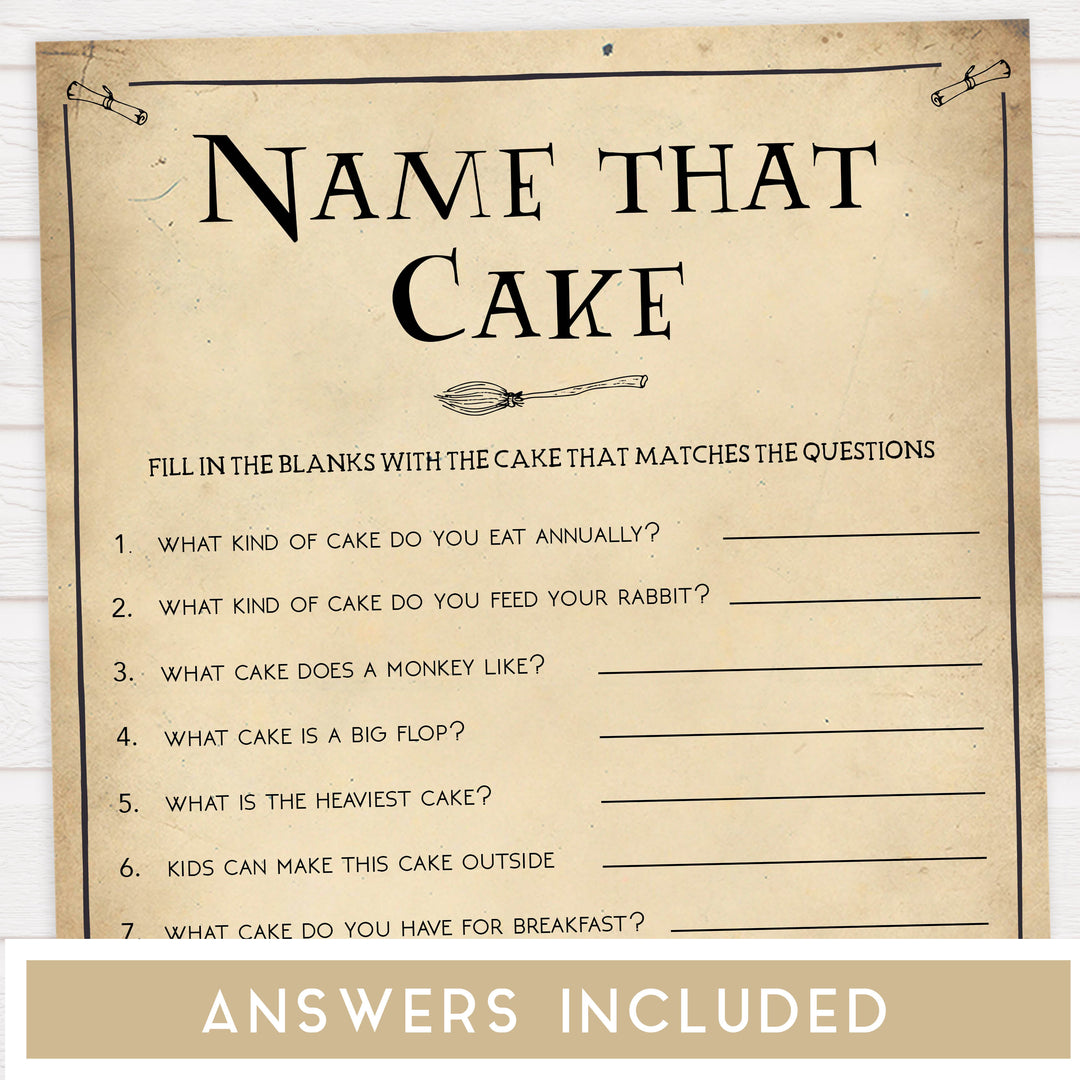 name that cake, bridal shower name that cake, Printable bridal shower games, Harry potter bridal shower, Harry Potter bridal shower games, fun bridal shower games, bridal shower game ideas, Harry Potter bridal shower
