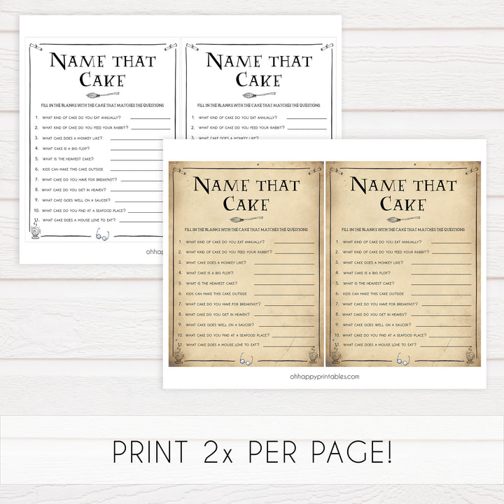 name that cake, bridal shower name that cake, Printable bridal shower games, Harry potter bridal shower, Harry Potter bridal shower games, fun bridal shower games, bridal shower game ideas, Harry Potter bridal shower