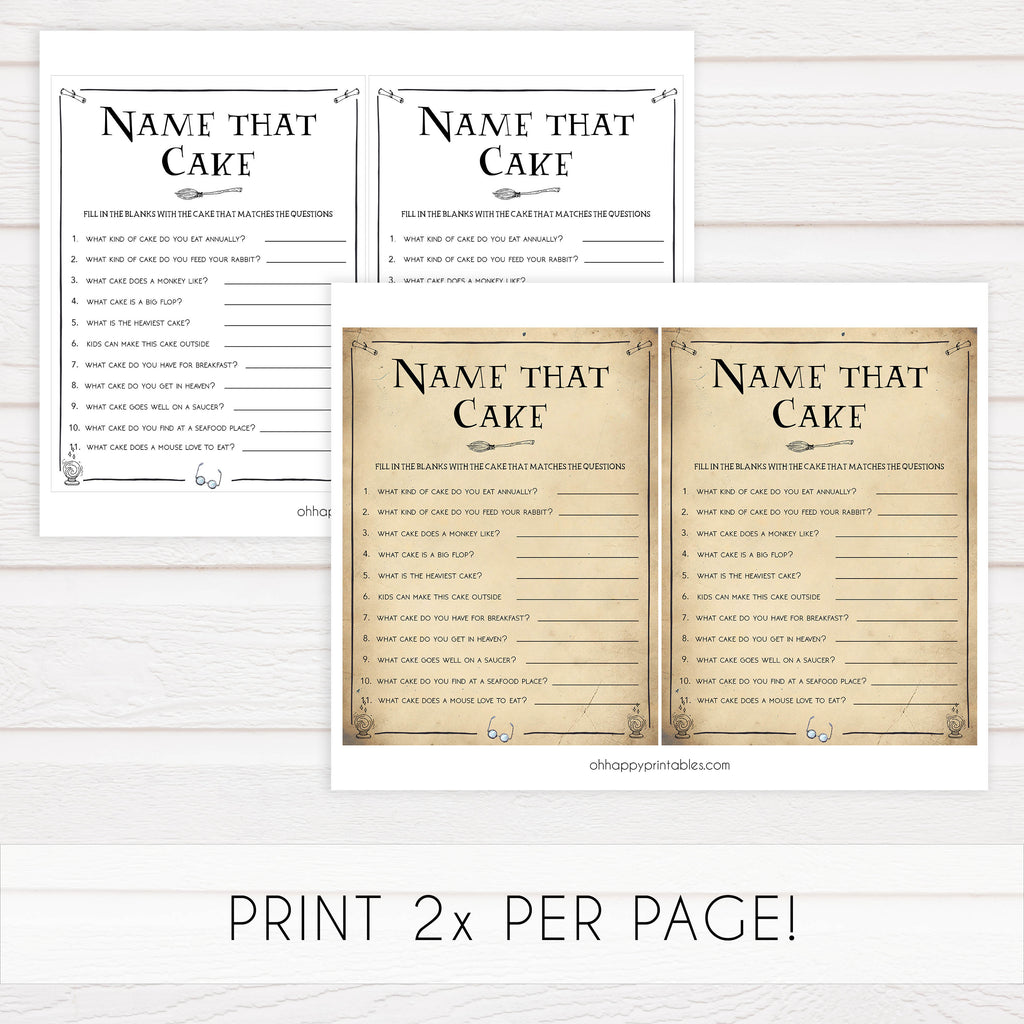 Name that Cake Game - Printable Harry Potter Bridal Shower Games ...