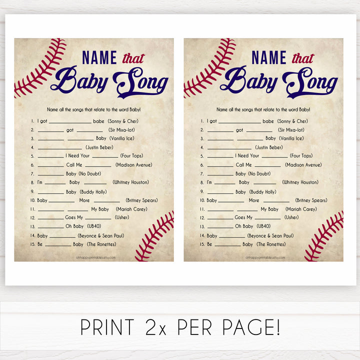 Baseball Name That Song Baby Shower Game, Baby Song Games, Baby Shower Games, Fun Baby Shower, Name that Song Game, Whats That Song, printable baby shower games, fun baby shower games, popular baby shower games