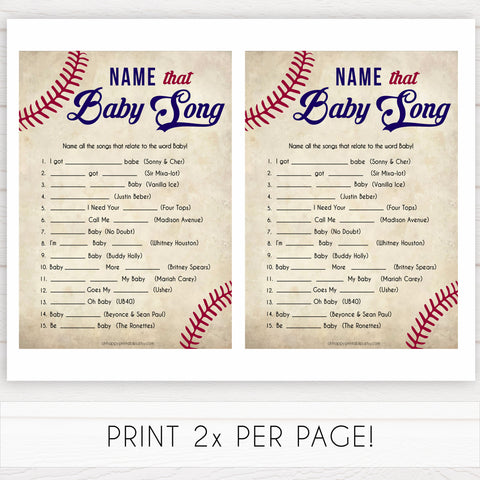 Baseball Name That Song Baby Shower Game, Baby Song Games, Baby Shower Games, Fun Baby Shower, Name that Song Game, Whats That Song, printable baby shower games, fun baby shower games, popular baby shower games