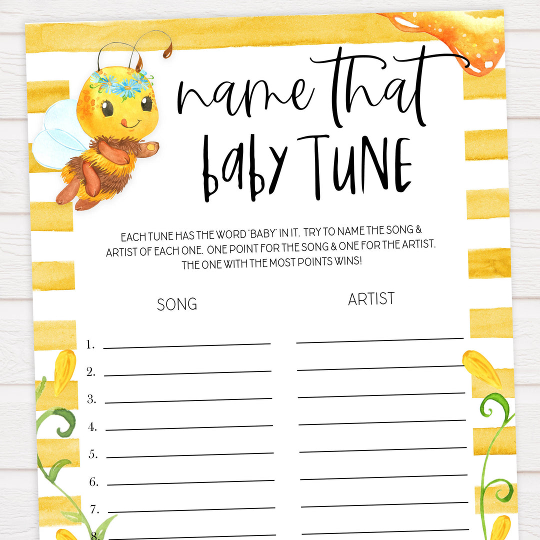 name that baby tune game, Printable baby shower games, mommy bee fun baby games, baby shower games, fun baby shower ideas, top baby shower ideas, mommy to bee baby shower, friends baby shower ideas