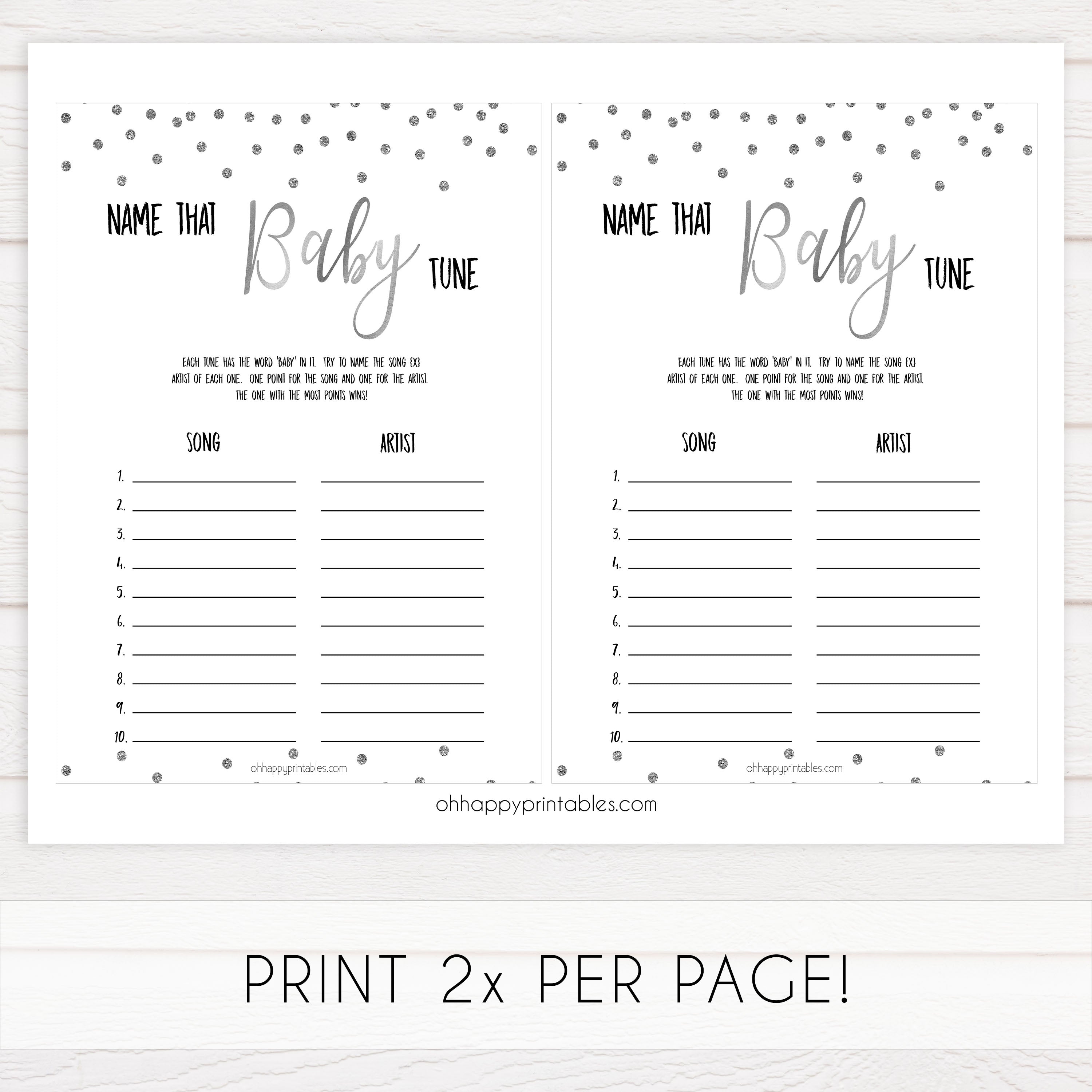 name that baby tune game, Printable baby shower games, baby silver glitter fun baby games, baby shower games, fun baby shower ideas, top baby shower ideas, silver glitter shower baby shower, friends baby shower ideas