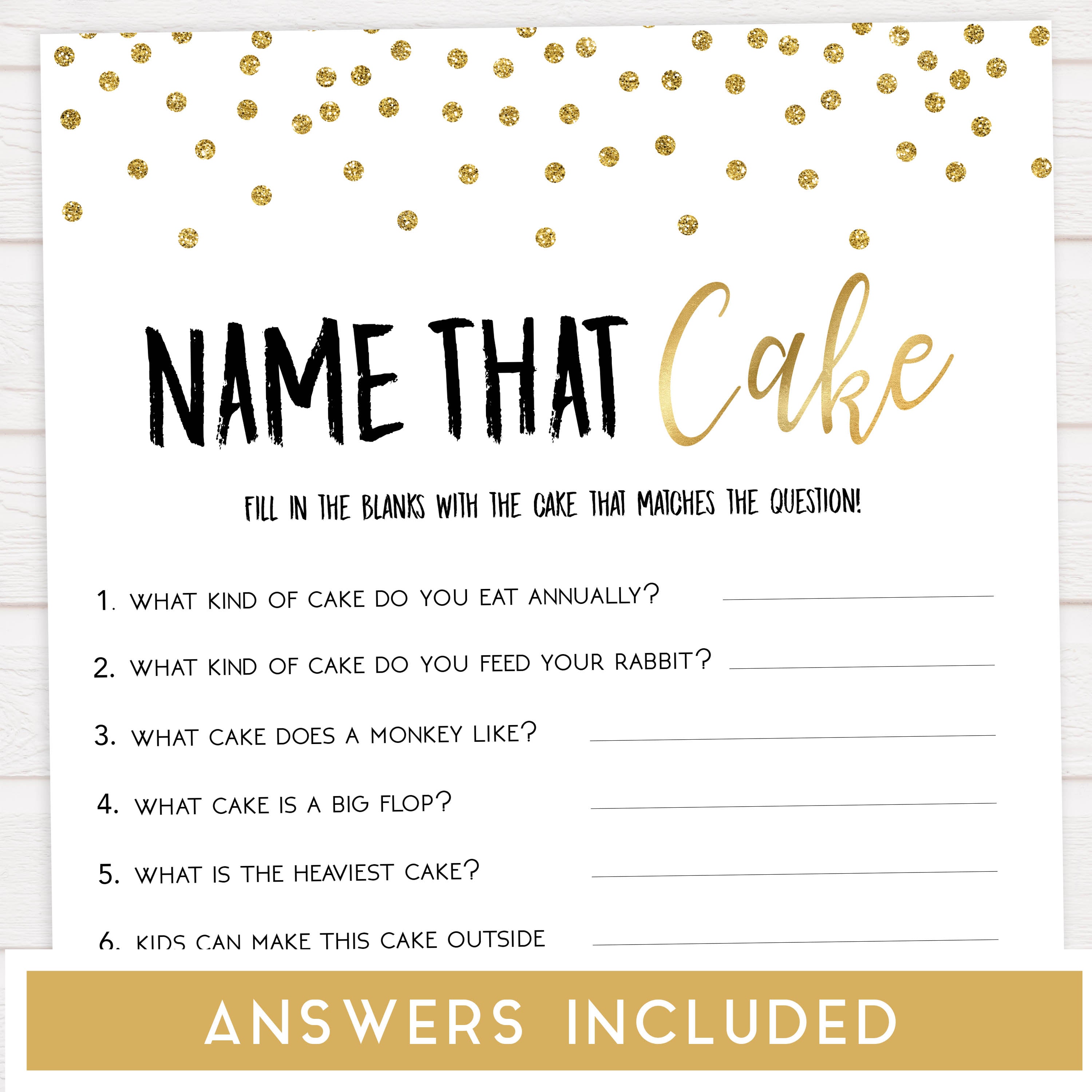 name the cake game, bridal shower name the cake game,  Printable bridal shower games, gold glitter bridal shower, gold glitter bridal shower games, fun bridal shower games, bridal shower game ideas, gold glitter bridal shower