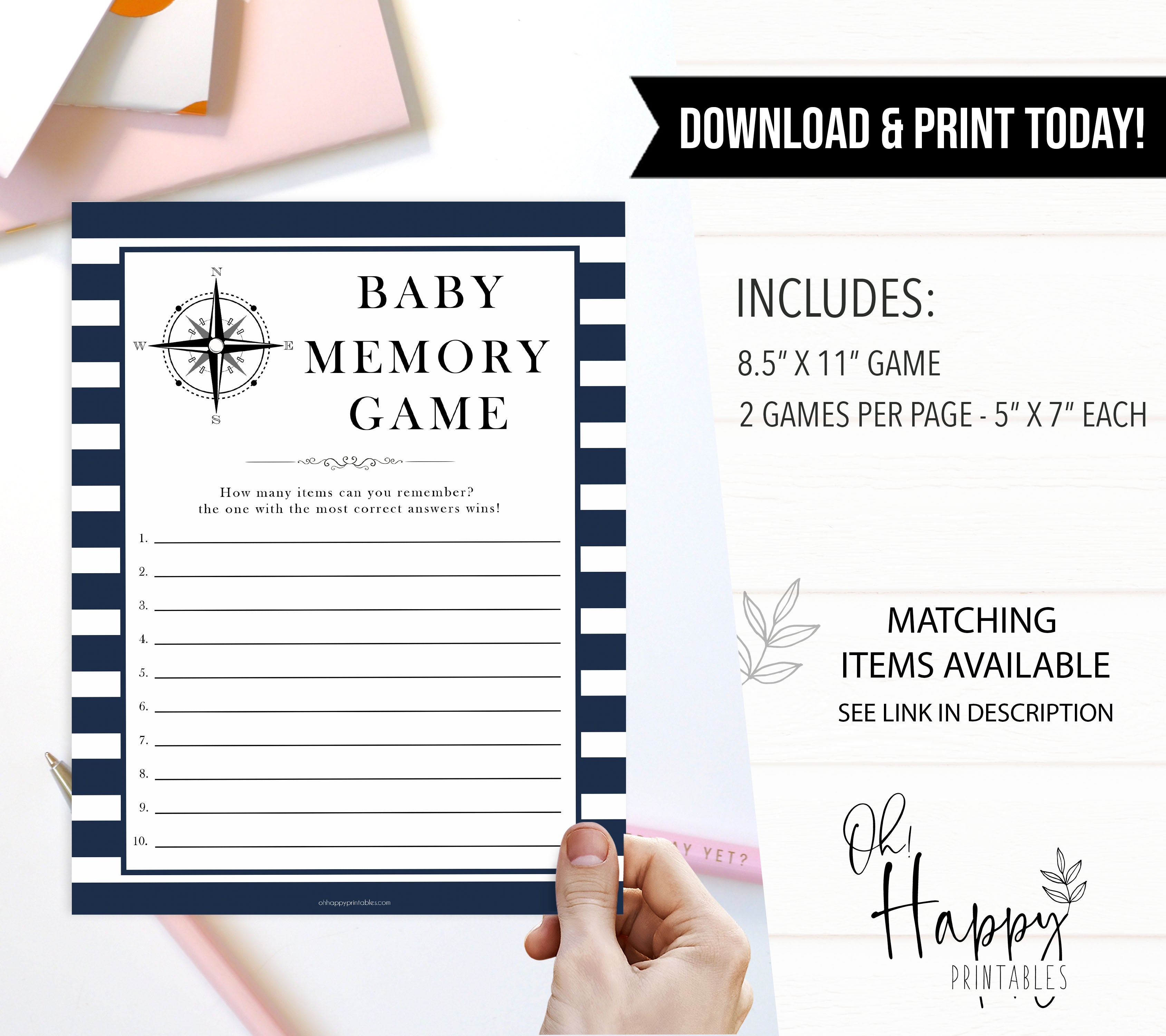 Nautical baby shower games, baby memory game baby shower games, printable baby shower games, baby shower games, fun baby games, popular baby shower games, sailor baby games, boat baby games