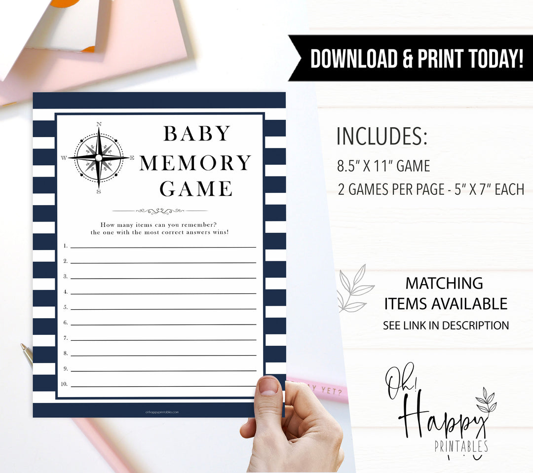 Nautical baby shower games, baby memory game baby shower games, printable baby shower games, baby shower games, fun baby games, popular baby shower games, sailor baby games, boat baby games