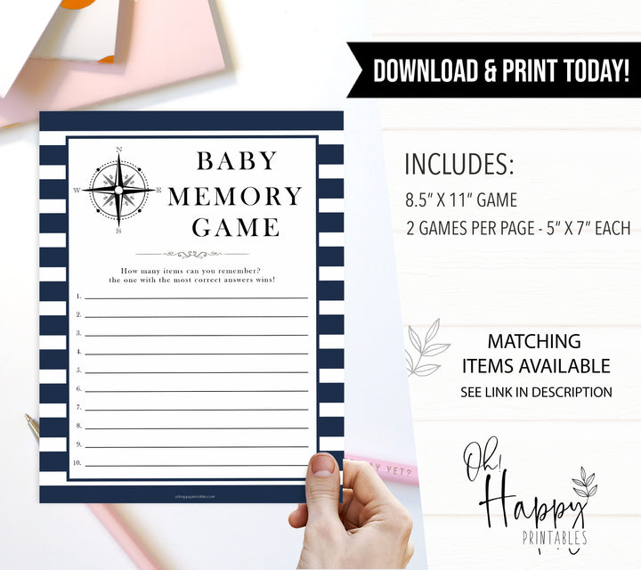 Nautical baby shower games, baby memory game baby shower games, printable baby shower games, baby shower games, fun baby games, popular baby shower games, sailor baby games, boat baby games