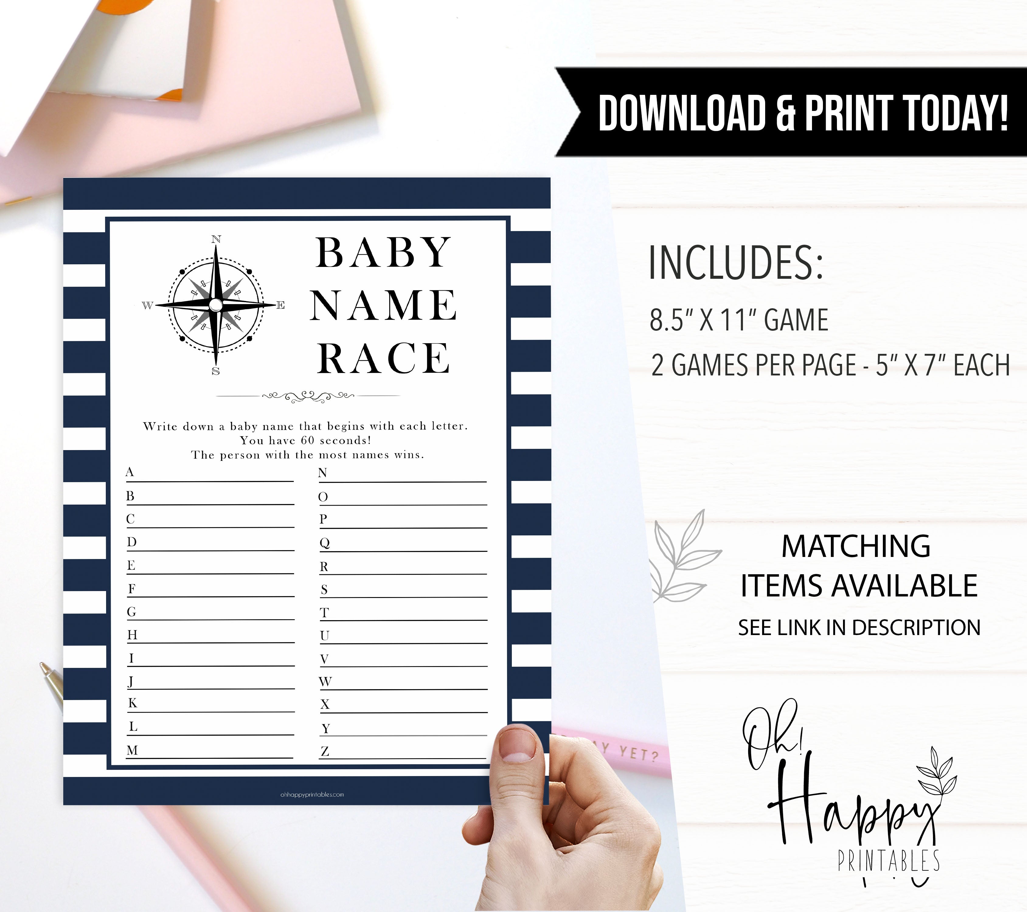 Nautical baby shower games, baby name race baby shower games, printable baby shower games, baby shower games, fun baby games, popular baby shower games, sailor baby games, boat baby games