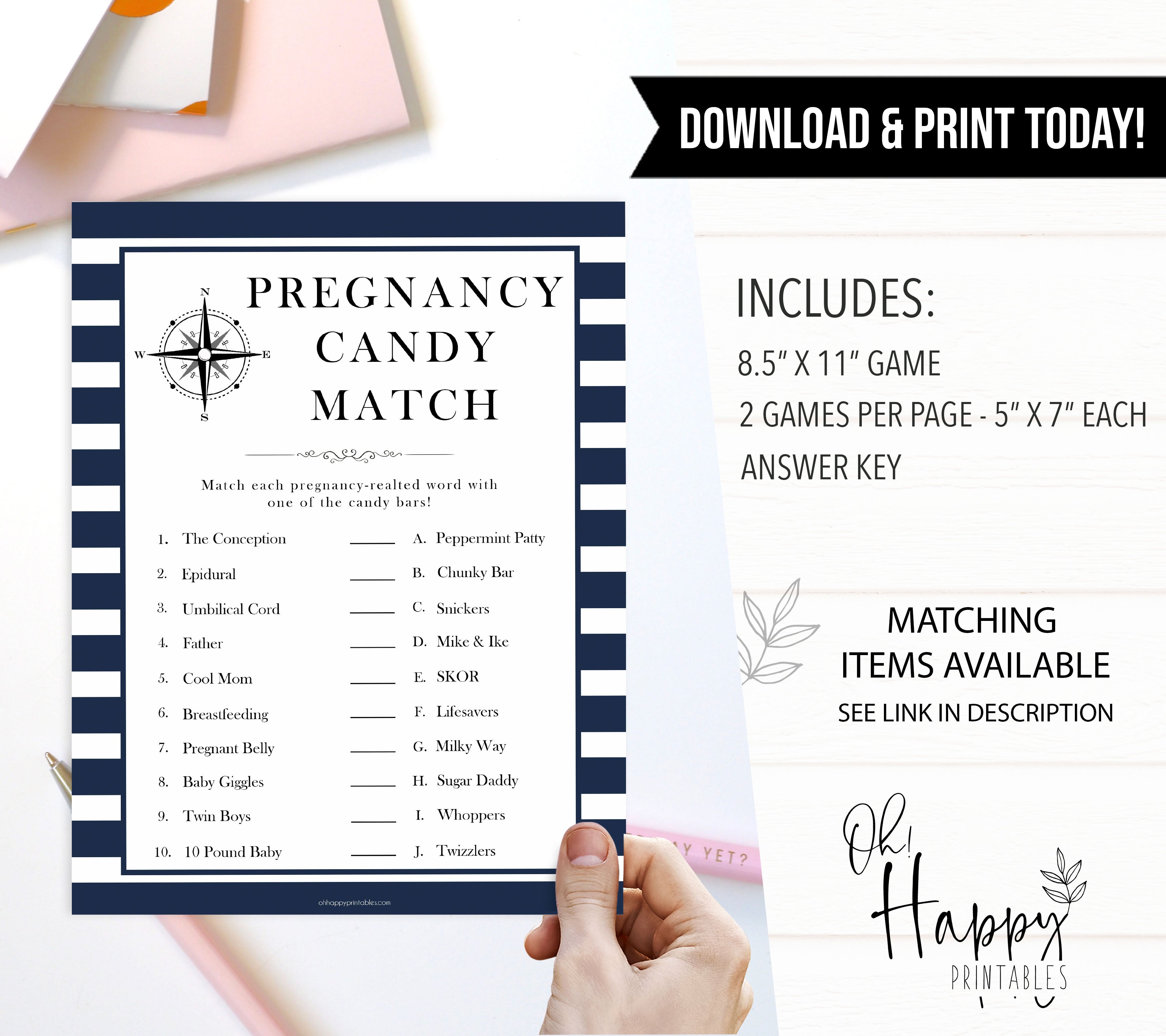 Nautical baby shower games, pregnancy candy match baby shower games, printable baby shower games, baby shower games, fun baby games, popular baby shower games, sailor baby games, boat baby games
