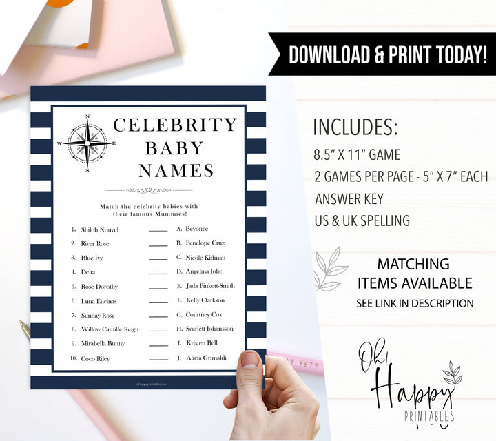 Nautical baby shower games, celebrity baby names baby shower games, printable baby shower games, baby shower games, fun baby games, popular baby shower games, sailor baby games, boat baby games