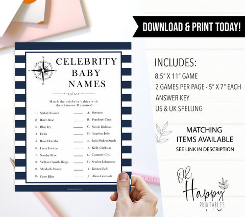 Nautical baby shower games, celebrity baby names baby shower games, printable baby shower games, baby shower games, fun baby games, popular baby shower games, sailor baby games, boat baby games