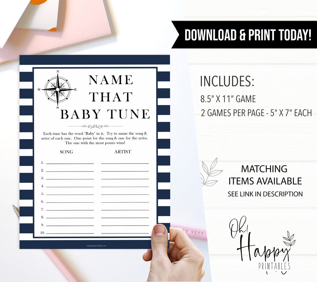 Nautical baby shower games, name that baby tune baby shower games, printable baby shower games, baby shower games, fun baby games, ahoy its a boy, popular baby shower games, sailor baby games, boat baby games