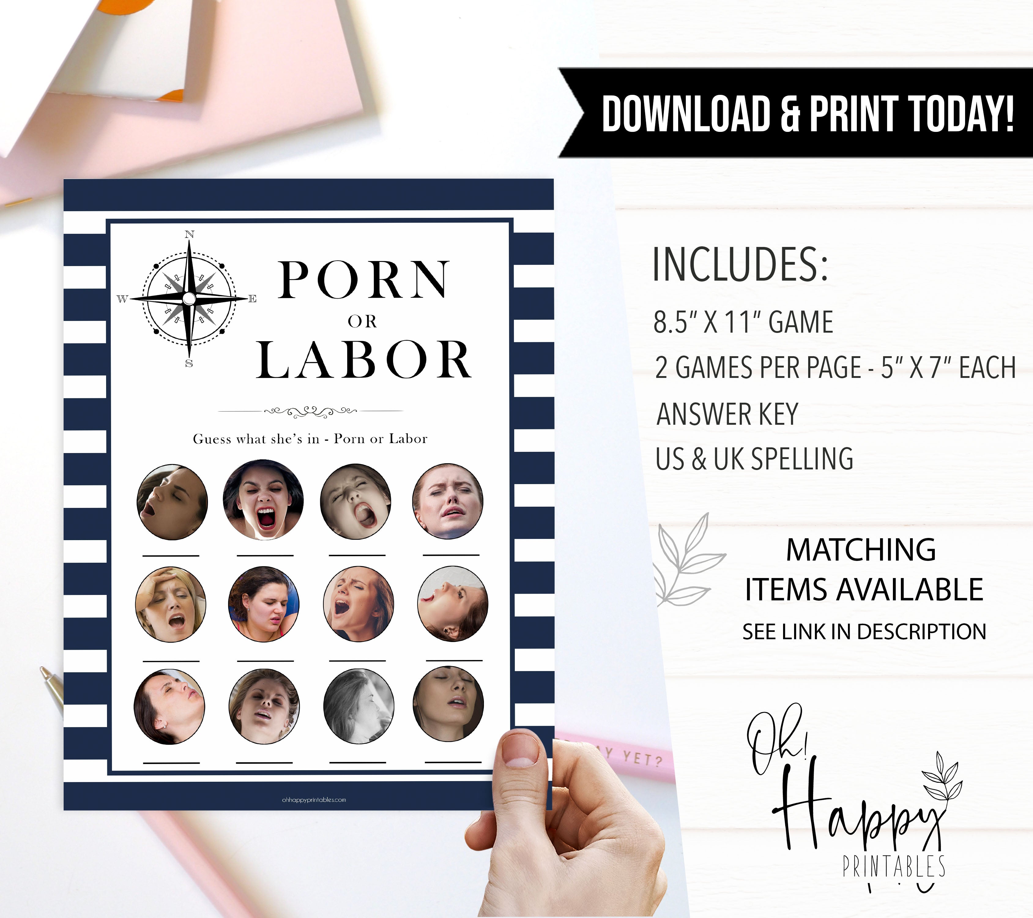 Nautical baby shower games, Porn or Labour, labor or porn baby shower games, printable baby shower games, baby shower games, fun baby games, ahoy its a boy, popular baby shower games, sailor baby games, boat baby games
