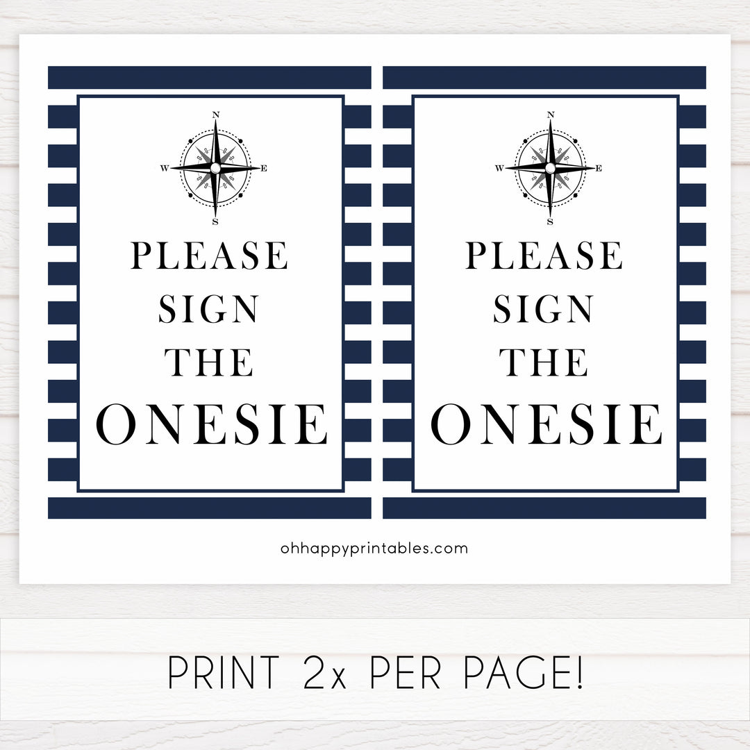 sign the onesie game, sign the onesie sign, Printable baby shower games, nautical baby shower games, nautical baby games, fun baby shower games, top baby shower ideas