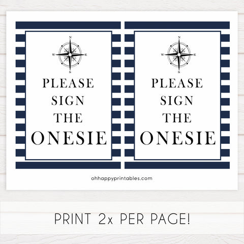 sign the onesie game, sign the onesie sign, Printable baby shower games, nautical baby shower games, nautical baby games, fun baby shower games, top baby shower ideas