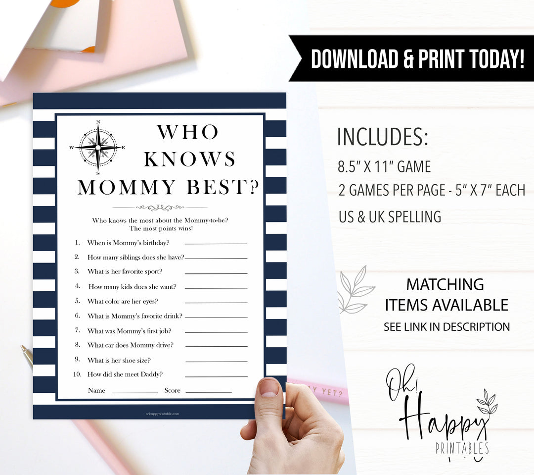 Nautical baby shower games, who knows mummy best baby shower games, printable baby shower games, baby shower games, fun baby games, ahoy its a boy, popular baby shower games, sailor baby games, boat baby games