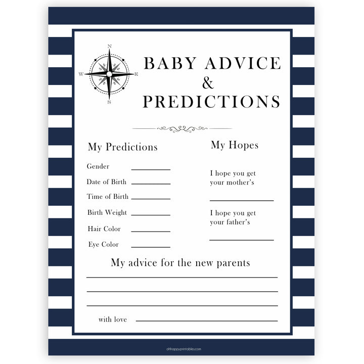 Nautical baby shower games, baby advice and predictions baby shower games, printable baby shower games, baby shower games, fun baby games, popular baby shower games, sailor baby games, boat baby games