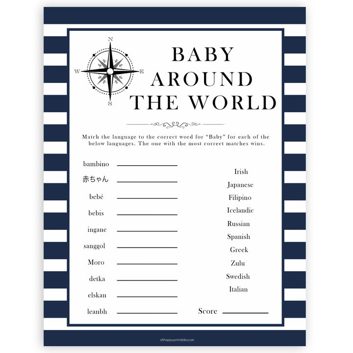 Nautical baby shower games, baby around the world baby shower games, printable baby shower games, baby shower games, fun baby games, popular baby shower games, sailor baby games, boat baby games