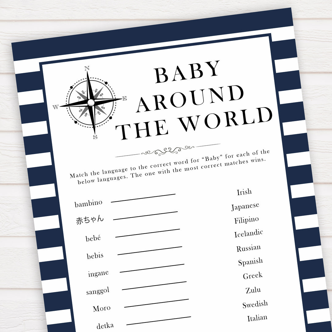 Nautical baby shower games, baby around the world baby shower games, printable baby shower games, baby shower games, fun baby games, popular baby shower games, sailor baby games, boat baby games