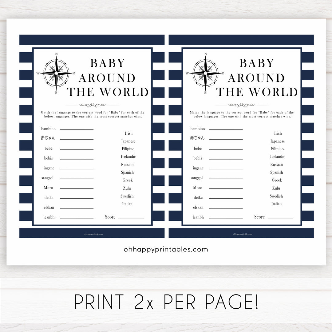 Nautical baby shower games, baby around the world baby shower games, printable baby shower games, baby shower games, fun baby games, popular baby shower games, sailor baby games, boat baby games