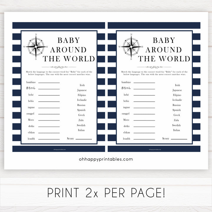 Nautical baby shower games, baby around the world baby shower games, printable baby shower games, baby shower games, fun baby games, popular baby shower games, sailor baby games, boat baby games