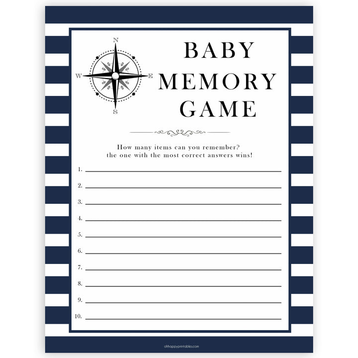 Nautical baby shower games, baby memory game baby shower games, printable baby shower games, baby shower games, fun baby games, popular baby shower games, sailor baby games, boat baby games