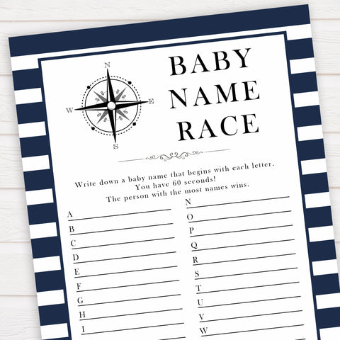 Nautical baby shower games, baby name race baby shower games, printable baby shower games, baby shower games, fun baby games, popular baby shower games, sailor baby games, boat baby games