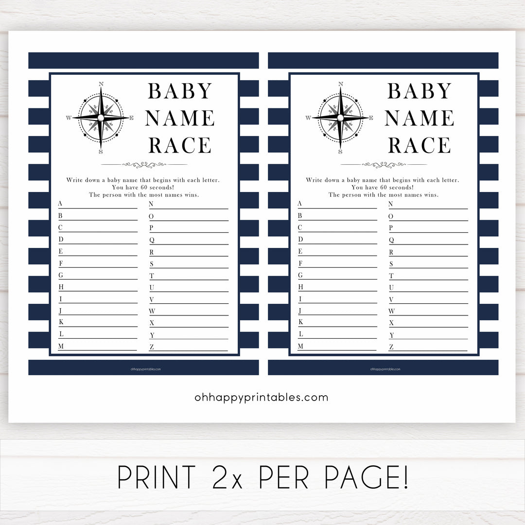 Nautical baby shower games, baby name race baby shower games, printable baby shower games, baby shower games, fun baby games, popular baby shower games, sailor baby games, boat baby games