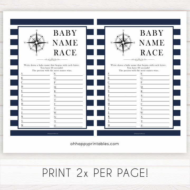 Nautical baby shower games, baby name race baby shower games, printable baby shower games, baby shower games, fun baby games, popular baby shower games, sailor baby games, boat baby games