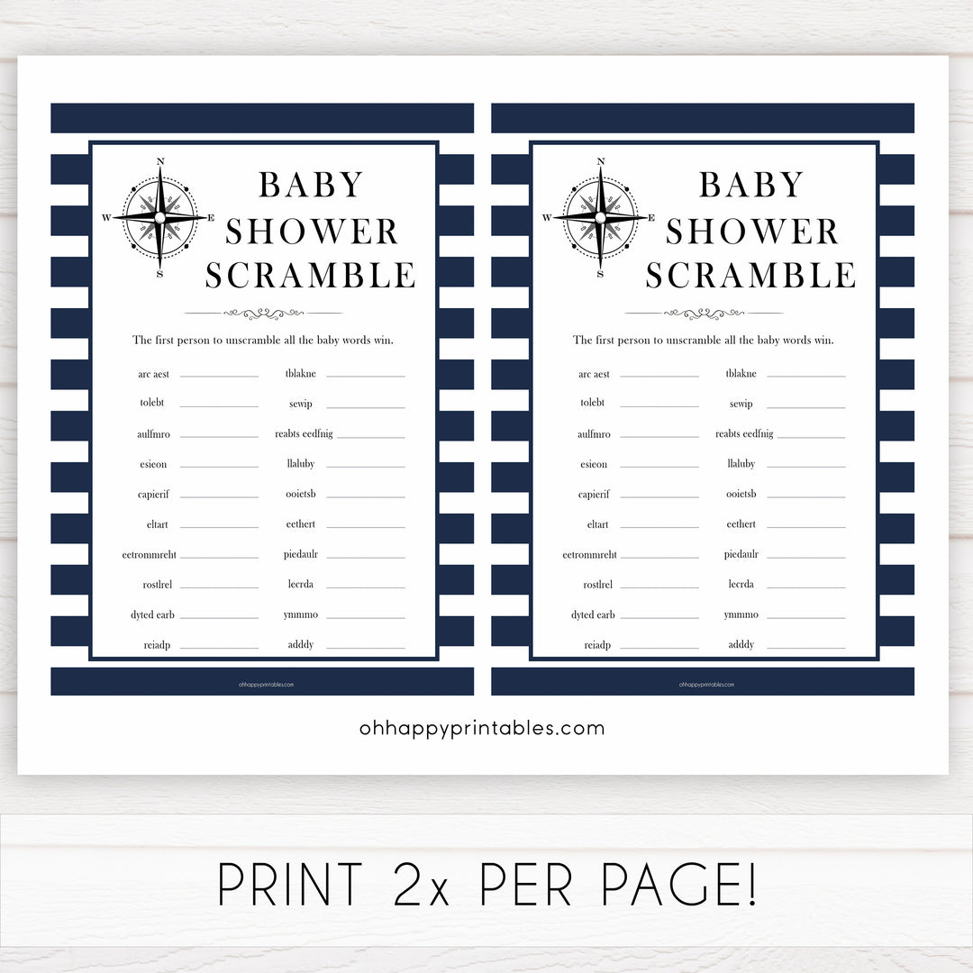 Nautical baby shower games, baby scramble baby shower games, printable baby shower games, baby shower games, fun baby games, popular baby shower games, sailor baby games, boat baby games