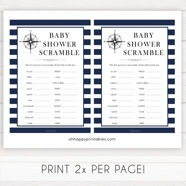Nautical baby shower games, baby scramble baby shower games, printable baby shower games, baby shower games, fun baby games, popular baby shower games, sailor baby games, boat baby games