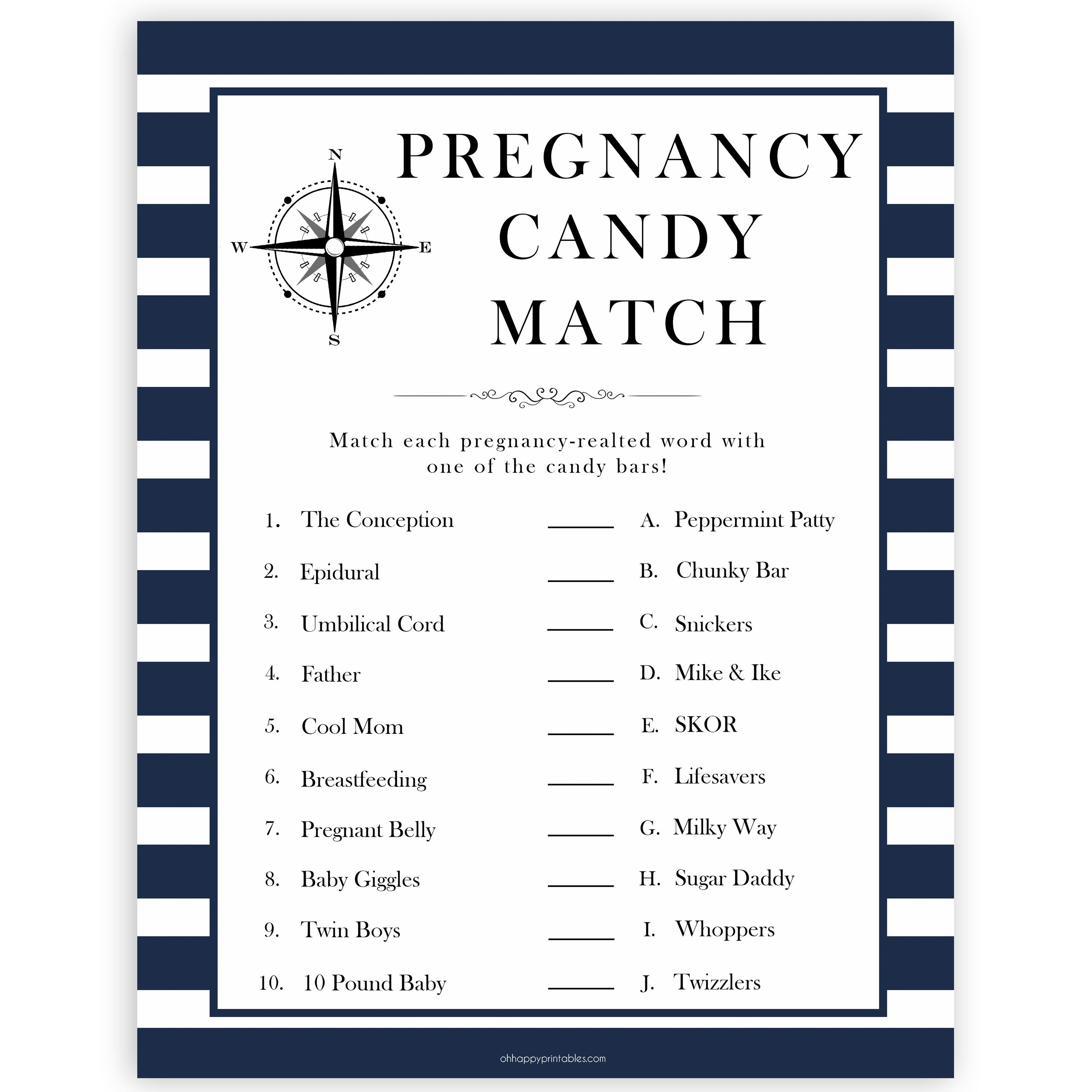 Nautical baby shower games, pregnancy candy match baby shower games, printable baby shower games, baby shower games, fun baby games, popular baby shower games, sailor baby games, boat baby games