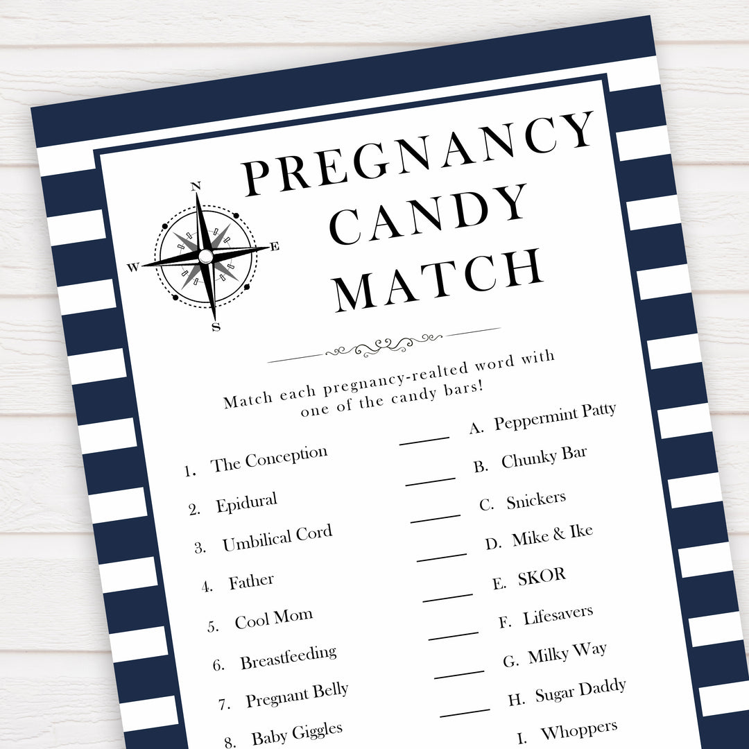 Nautical baby shower games, pregnancy candy match baby shower games, printable baby shower games, baby shower games, fun baby games, popular baby shower games, sailor baby games, boat baby games