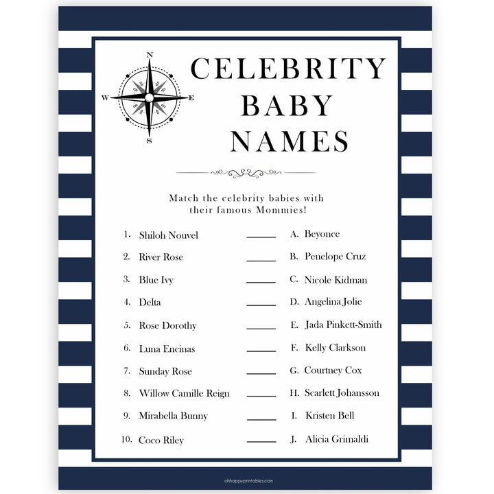 Nautical baby shower games, celebrity baby names baby shower games, printable baby shower games, baby shower games, fun baby games, popular baby shower games, sailor baby games, boat baby games