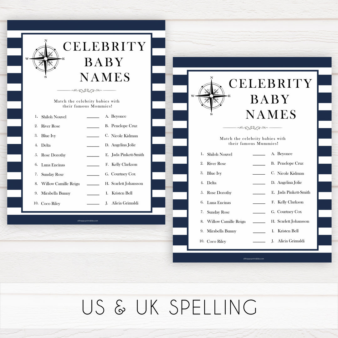 Nautical baby shower games, celebrity baby names baby shower games, printable baby shower games, baby shower games, fun baby games, popular baby shower games, sailor baby games, boat baby games
