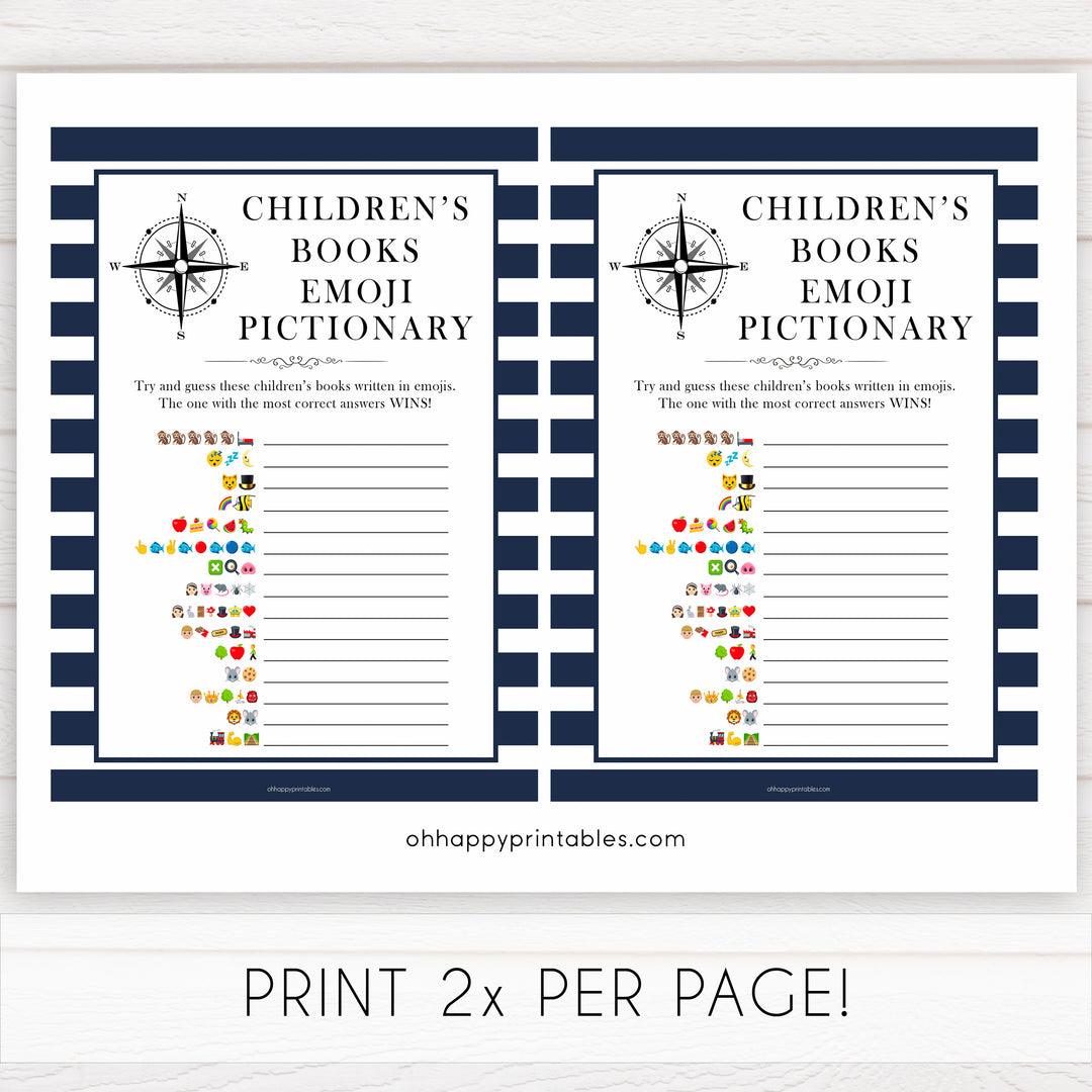 Nautical baby shower games, childrens books emoji pictionary baby shower games, printable baby shower games, baby shower games, fun baby games, ahoy its a boy, popular baby shower games, sailor baby games, boat baby games