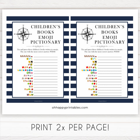 Nautical baby shower games, childrens books emoji pictionary baby shower games, printable baby shower games, baby shower games, fun baby games, ahoy its a boy, popular baby shower games, sailor baby games, boat baby games