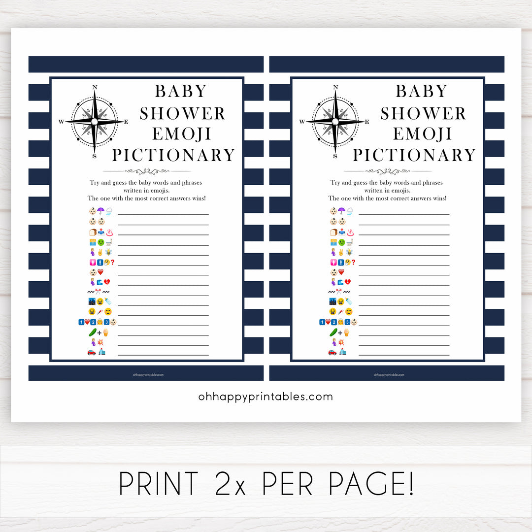 Nautical baby shower games, emoji pictionary baby shower games, printable baby shower games, baby shower games, fun baby games, ahoy its a boy, popular baby shower games, sailor baby games, boat baby games