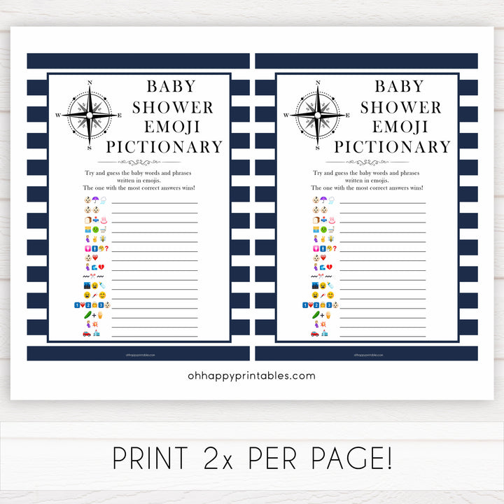 Nautical baby shower games, emoji pictionary baby shower games, printable baby shower games, baby shower games, fun baby games, ahoy its a boy, popular baby shower games, sailor baby games, boat baby games