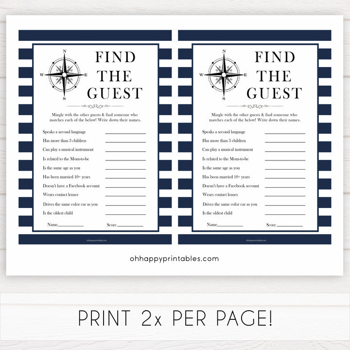 Nautical baby shower games, find the guest baby shower games, printable baby shower games, baby shower games, fun baby games, ahoy its a boy, popular baby shower games, sailor baby games, boat baby games