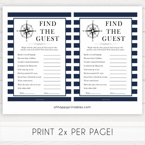 Nautical baby shower games, find the guest baby shower games, printable baby shower games, baby shower games, fun baby games, ahoy its a boy, popular baby shower games, sailor baby games, boat baby games