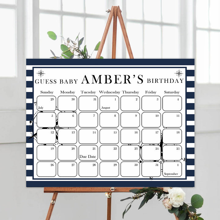 guess the baby birthday game, baby birthday predictions game, printable baby games, nautical baby shower games, nautical baby games