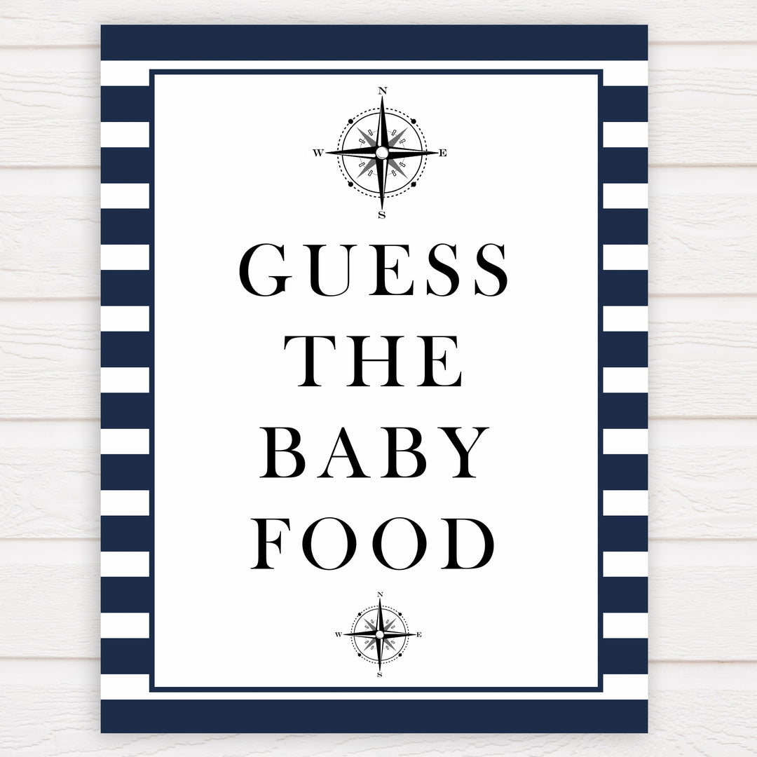 Nautical baby shower games, guess the baby food baby shower games, printable baby shower games, baby shower games, fun baby games, ahoy its a boy, popular baby shower games, sailor baby games, boat baby games