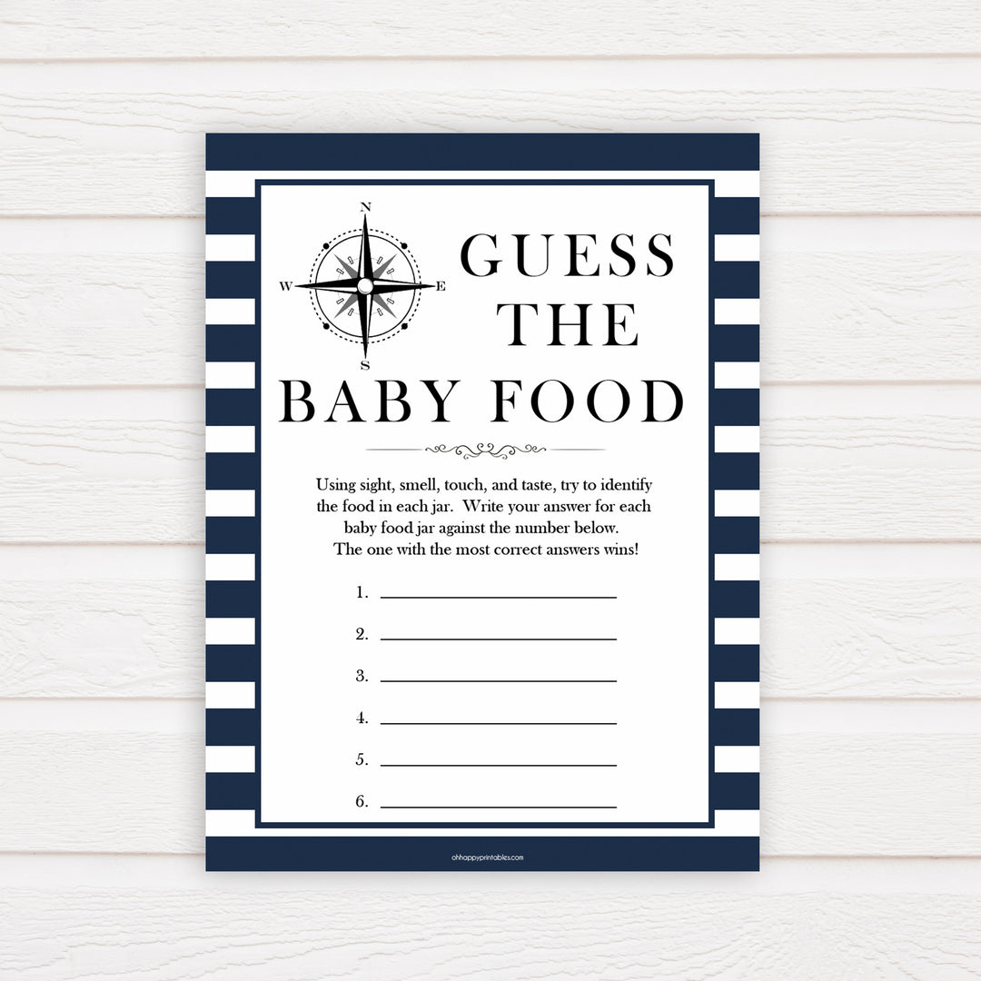 Nautical baby shower games, guess the baby food baby shower games, printable baby shower games, baby shower games, fun baby games, ahoy its a boy, popular baby shower games, sailor baby games, boat baby games