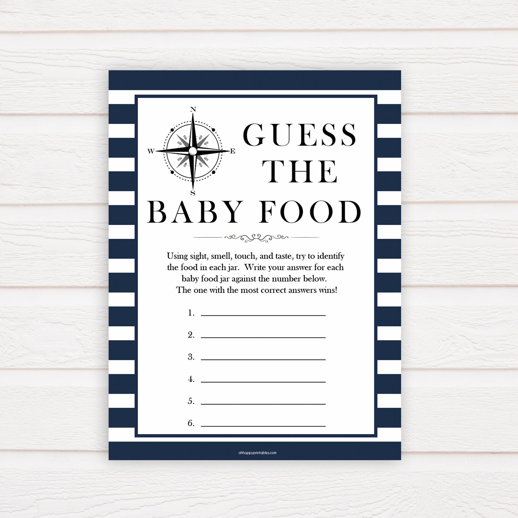Nautical baby shower games, guess the baby food baby shower games, printable baby shower games, baby shower games, fun baby games, ahoy its a boy, popular baby shower games, sailor baby games, boat baby games
