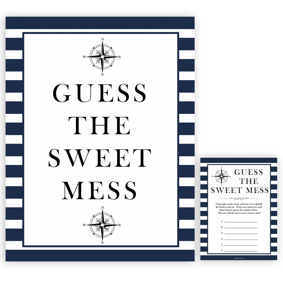 Nautical baby shower games, guess the sweet mess baby shower games, printable baby shower games, baby shower games, fun baby games, ahoy its a boy, popular baby shower games, sailor baby games, boat baby games