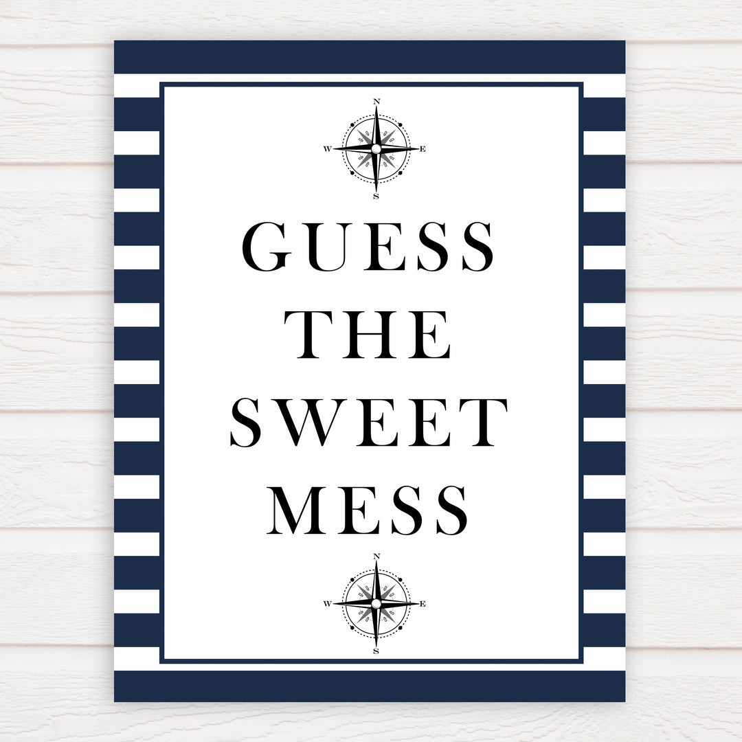 Nautical baby shower games, guess the sweet mess baby shower games, printable baby shower games, baby shower games, fun baby games, ahoy its a boy, popular baby shower games, sailor baby games, boat baby games