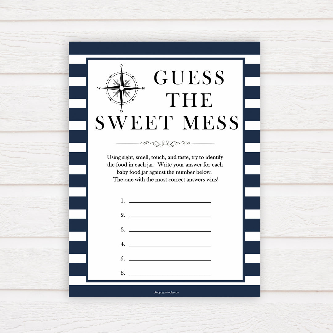 Nautical baby shower games, guess the sweet mess baby shower games, printable baby shower games, baby shower games, fun baby games, ahoy its a boy, popular baby shower games, sailor baby games, boat baby games