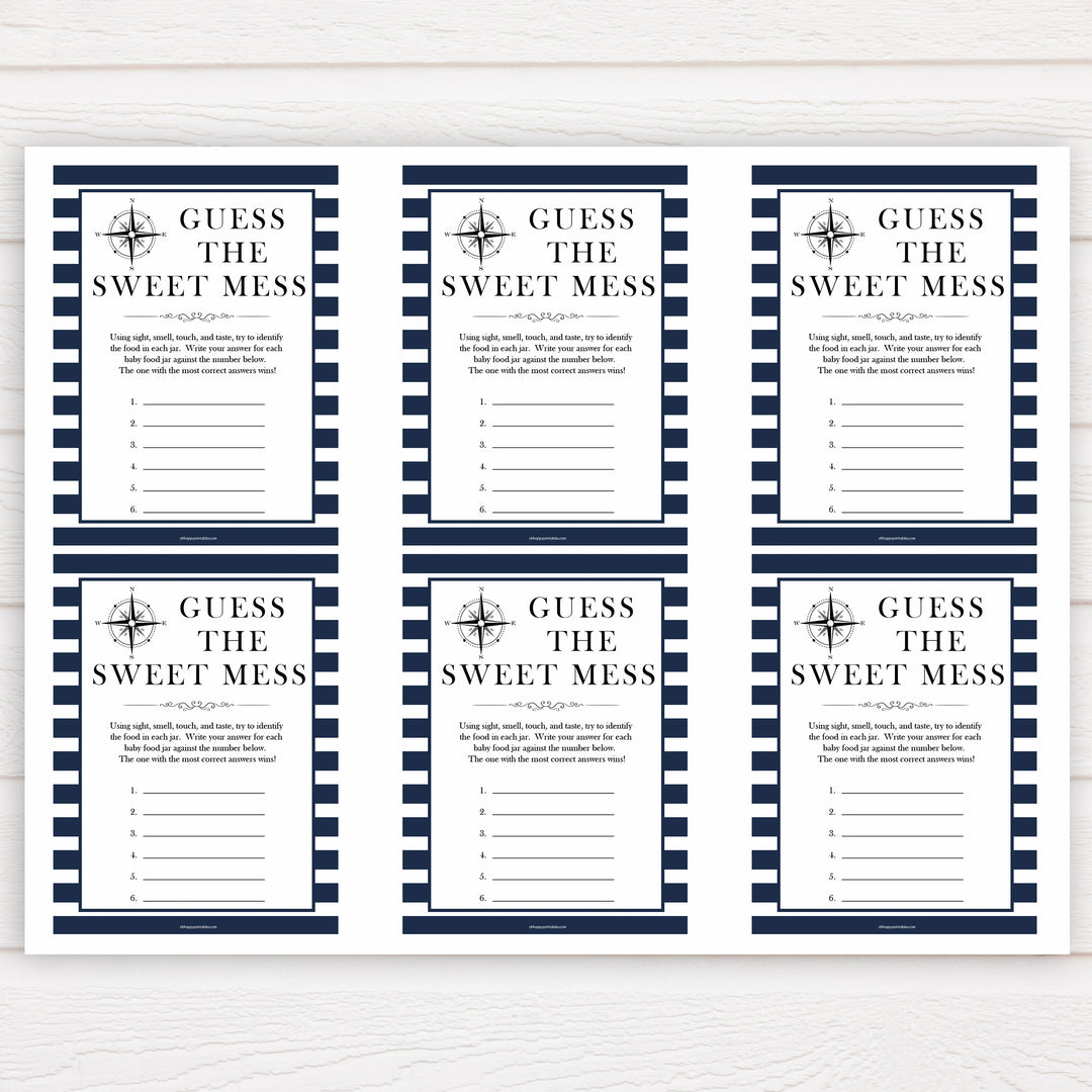 Nautical baby shower games, guess the sweet mess baby shower games, printable baby shower games, baby shower games, fun baby games, ahoy its a boy, popular baby shower games, sailor baby games, boat baby games