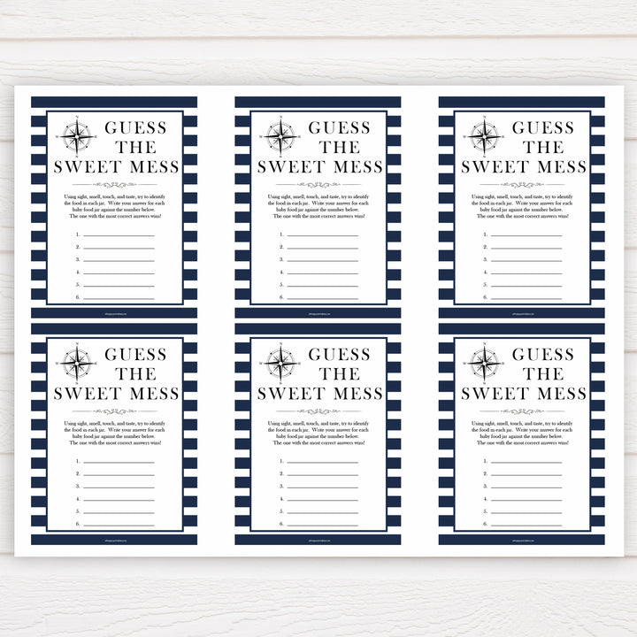 Nautical baby shower games, guess the sweet mess baby shower games, printable baby shower games, baby shower games, fun baby games, ahoy its a boy, popular baby shower games, sailor baby games, boat baby games